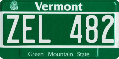 VT license plate ZEL482