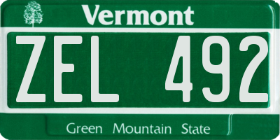 VT license plate ZEL492
