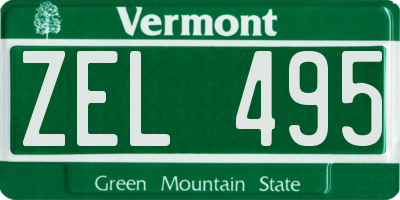 VT license plate ZEL495
