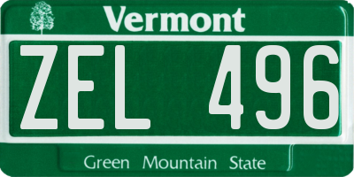 VT license plate ZEL496