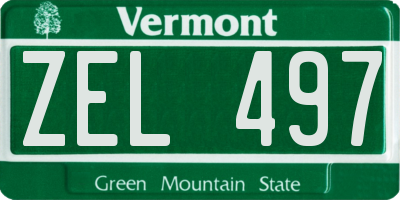 VT license plate ZEL497