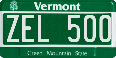 VT license plate ZEL500
