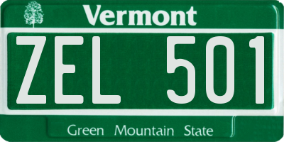 VT license plate ZEL501