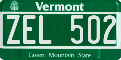 VT license plate ZEL502