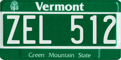 VT license plate ZEL512