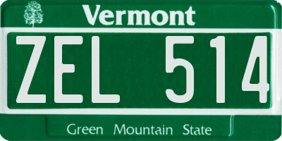VT license plate ZEL514