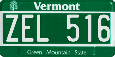 VT license plate ZEL516