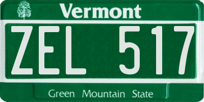 VT license plate ZEL517