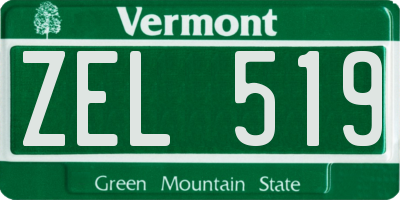 VT license plate ZEL519