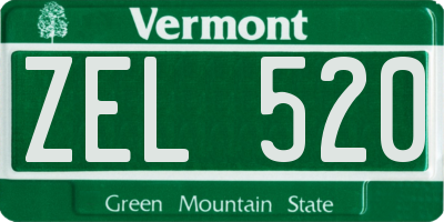 VT license plate ZEL520