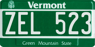 VT license plate ZEL523