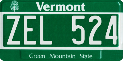 VT license plate ZEL524
