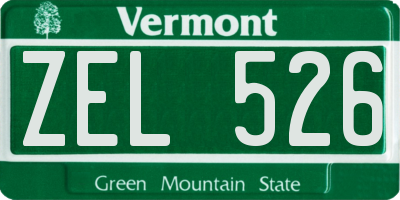 VT license plate ZEL526