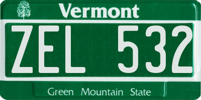 VT license plate ZEL532