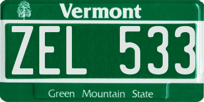 VT license plate ZEL533