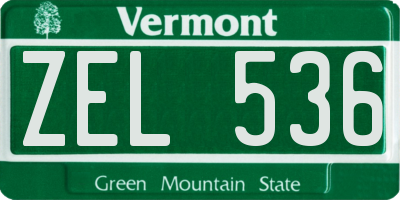 VT license plate ZEL536