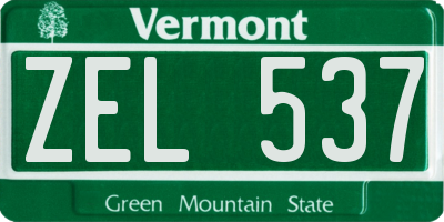 VT license plate ZEL537