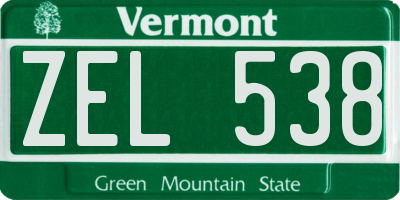 VT license plate ZEL538