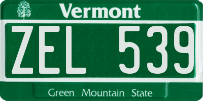 VT license plate ZEL539