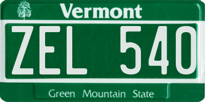 VT license plate ZEL540