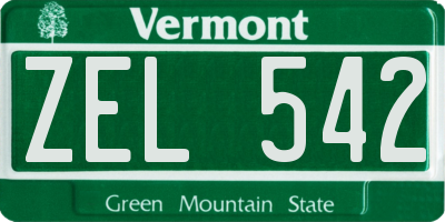 VT license plate ZEL542