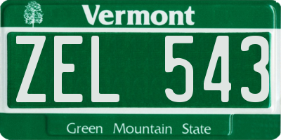 VT license plate ZEL543