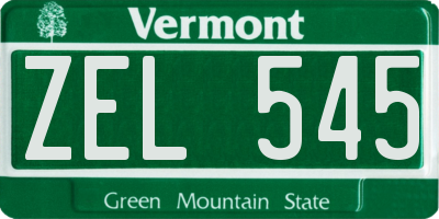 VT license plate ZEL545