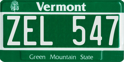 VT license plate ZEL547