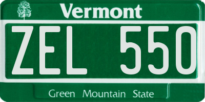 VT license plate ZEL550