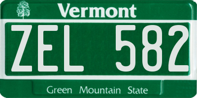 VT license plate ZEL582