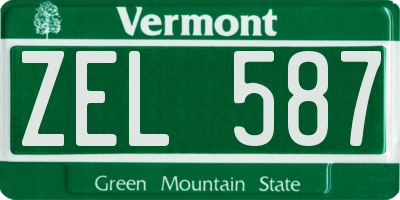 VT license plate ZEL587