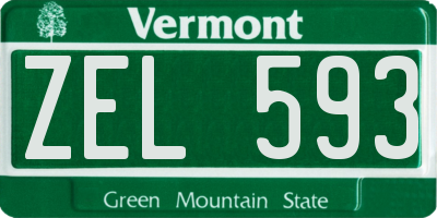 VT license plate ZEL593