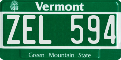 VT license plate ZEL594