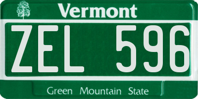 VT license plate ZEL596