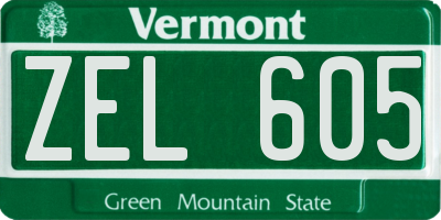 VT license plate ZEL605