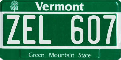 VT license plate ZEL607