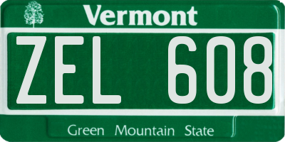 VT license plate ZEL608