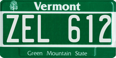 VT license plate ZEL612