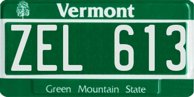 VT license plate ZEL613