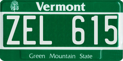 VT license plate ZEL615