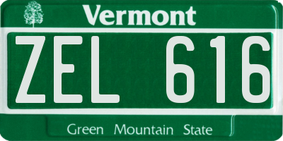 VT license plate ZEL616