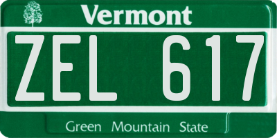 VT license plate ZEL617