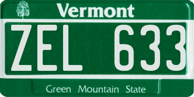 VT license plate ZEL633