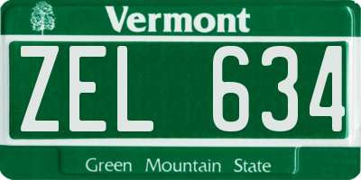 VT license plate ZEL634