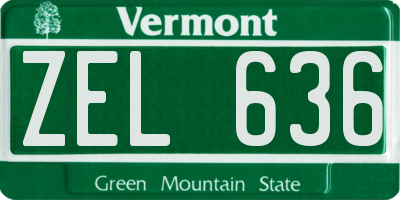 VT license plate ZEL636