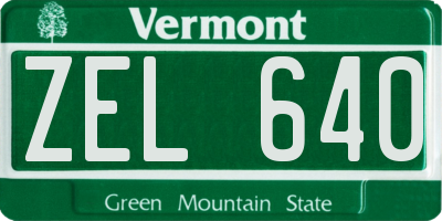 VT license plate ZEL640