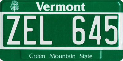 VT license plate ZEL645