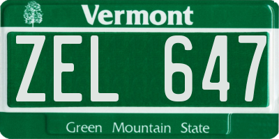 VT license plate ZEL647