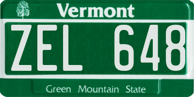 VT license plate ZEL648