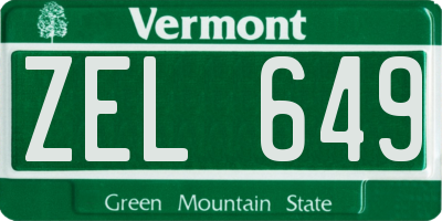 VT license plate ZEL649